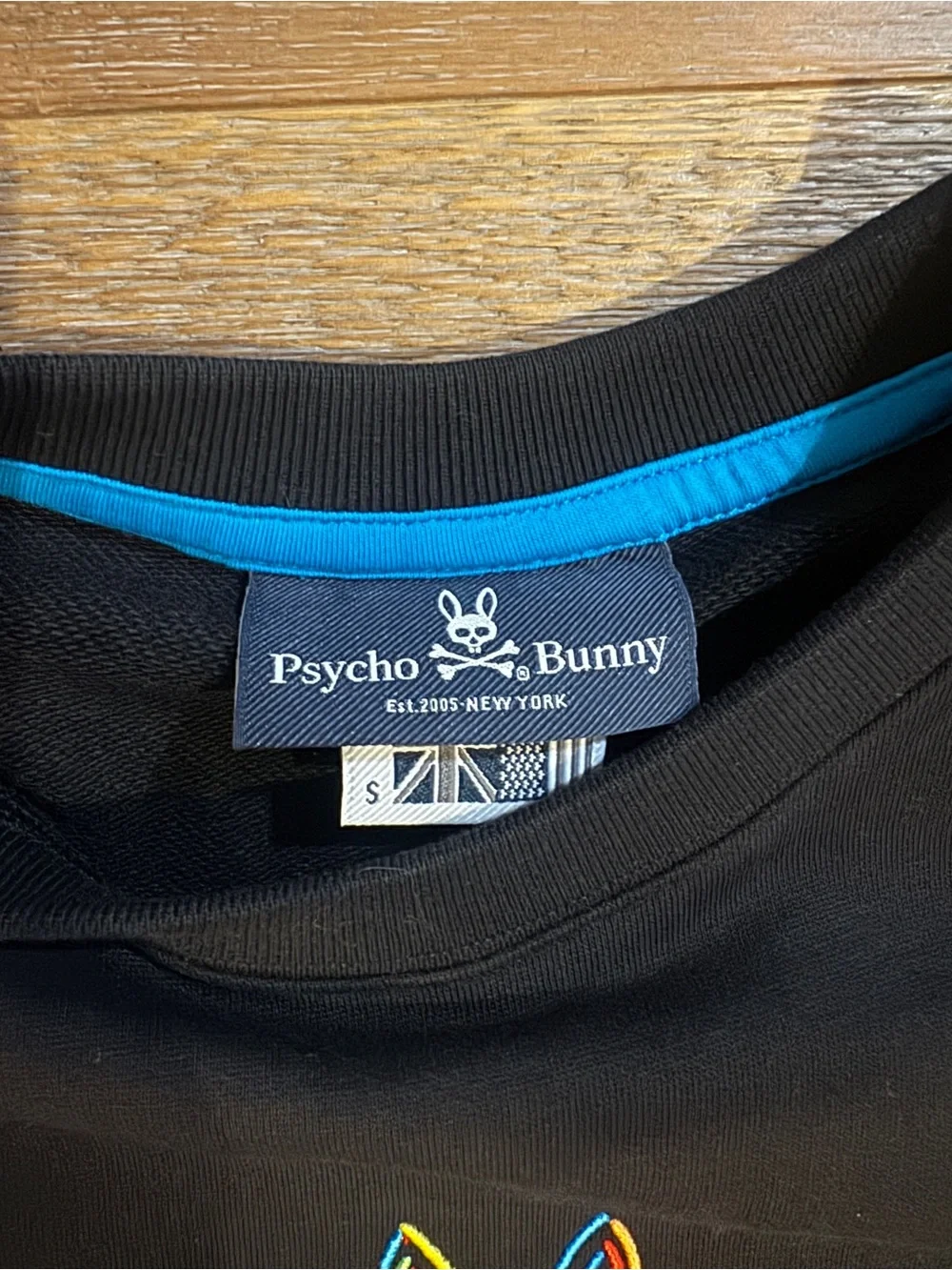 Psycho Bunny Men's Black Pullover Crew Neck Sweatshirt Embroidered Logo S